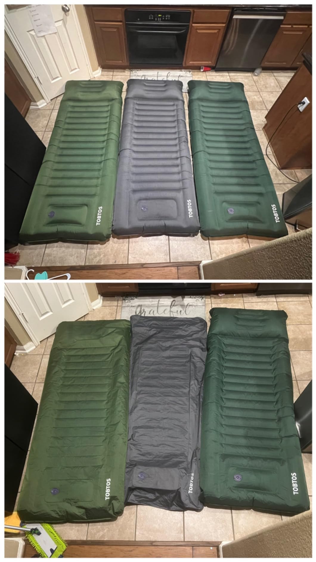 TOBTOS Inflatable Camping Sleeping Pad with Pillow, Thick 6 Inch Ultralight Sleeping Pad with Built-in Pump, Lightweight Sleeping Mat for Camping, Backpacking, Hiking, Tent (Grey) customer photo 2