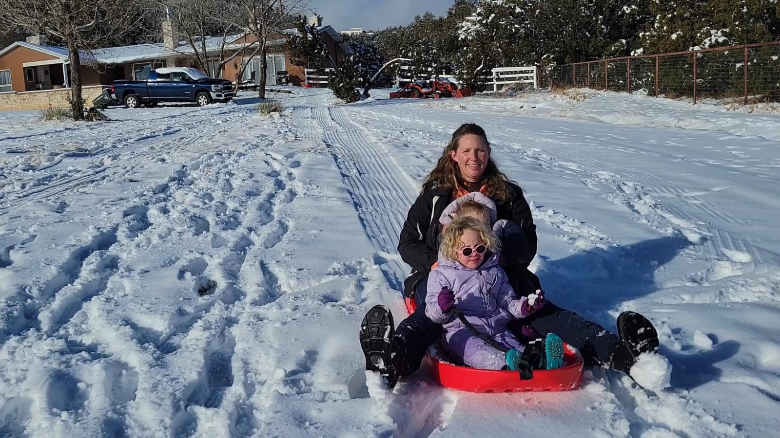 GoSports 2 Person Premium Snow Sled - Choose Red or Blue - Double Walled Construction, Pull Strap and Padded Seat customer photo 1
