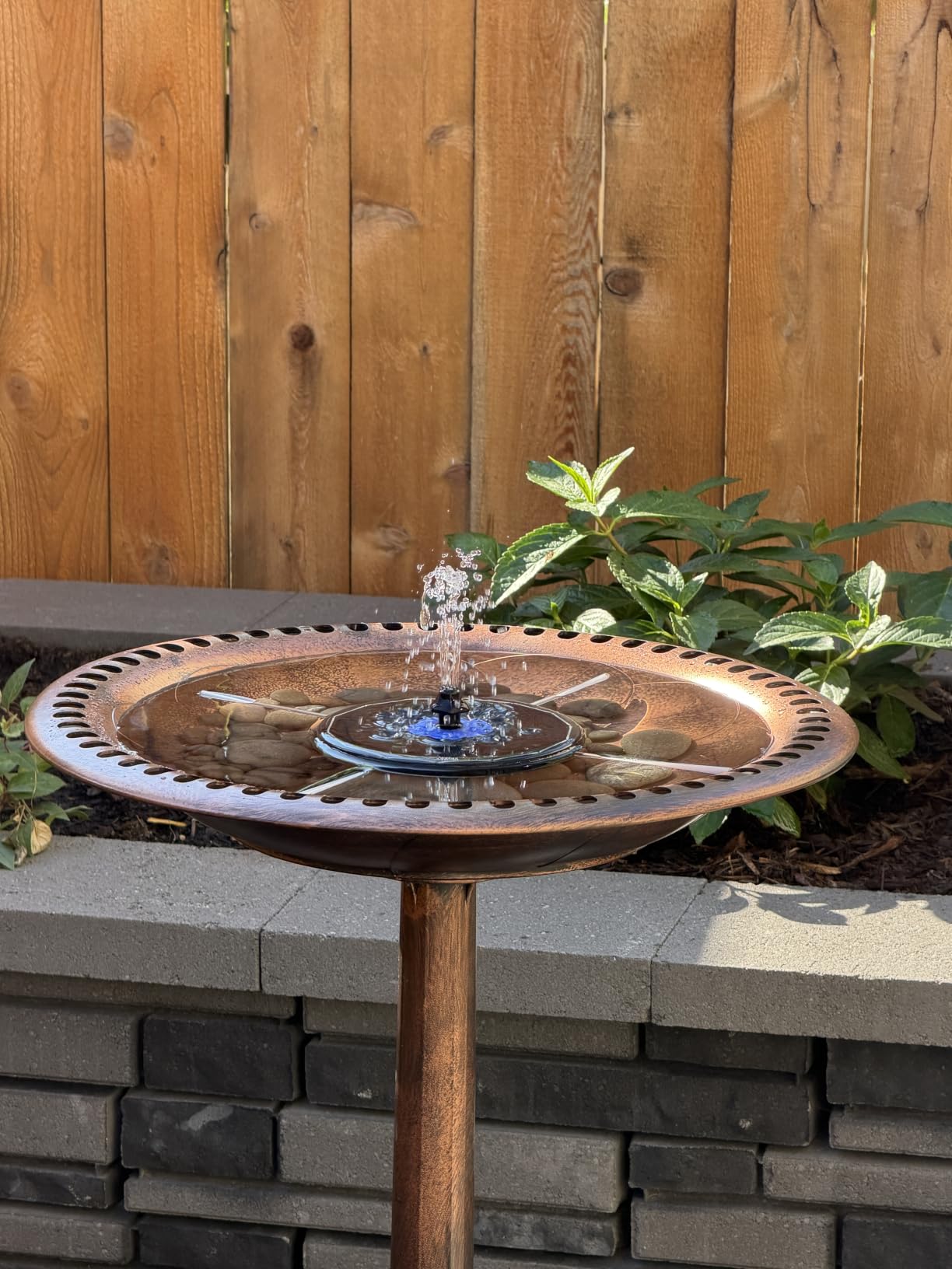 VIVOHOME Bird Bath for Outside, Polyresin Pedestal Birdbath, Blue customer photo 1