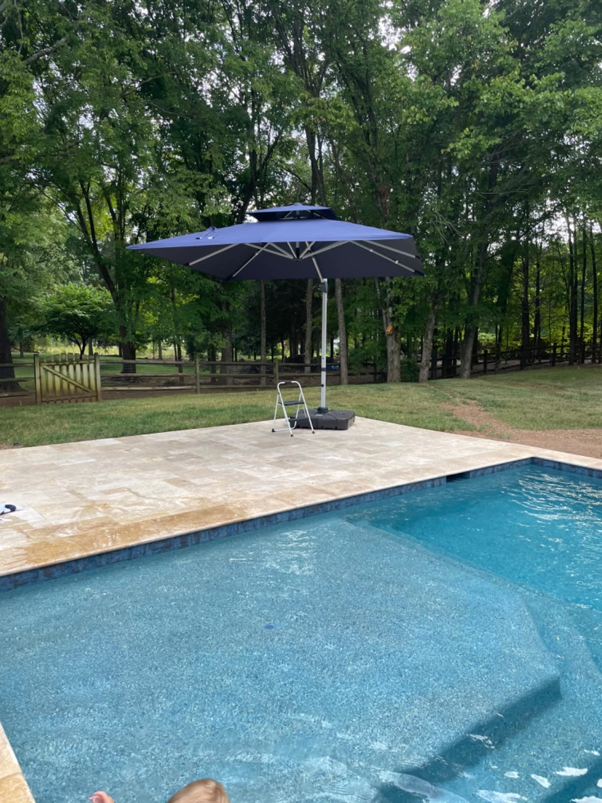 Cantilever Patio Umbrella with Cross Base and Cover Included - 360° Rotation Large Heavy Duty Offset Outdoor Umbrella with Easy Tilt for Pool Backyard Deck Garden (10x10 FT Grey) customer photo 1