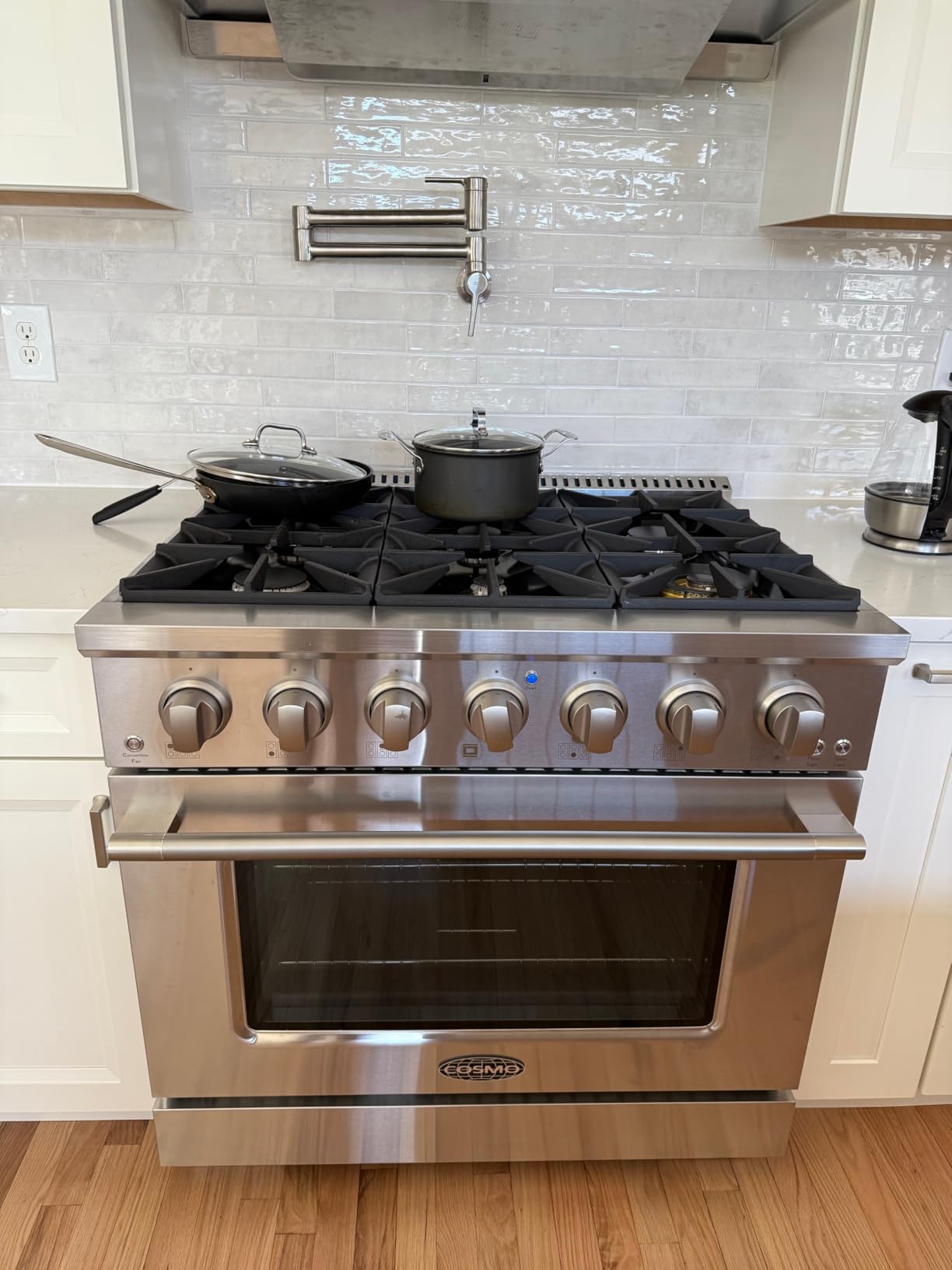 48 in. Vista Coll 6.6 cu ft 8 Burner Double Oven Gas Range, Stainless Steel | Cosmo COS-GRP486G LED Light Panel, Cast Iron Grates, Auto Re-Ignition, Griddle Attachment, Liquid Propane Convertible customer photo 2