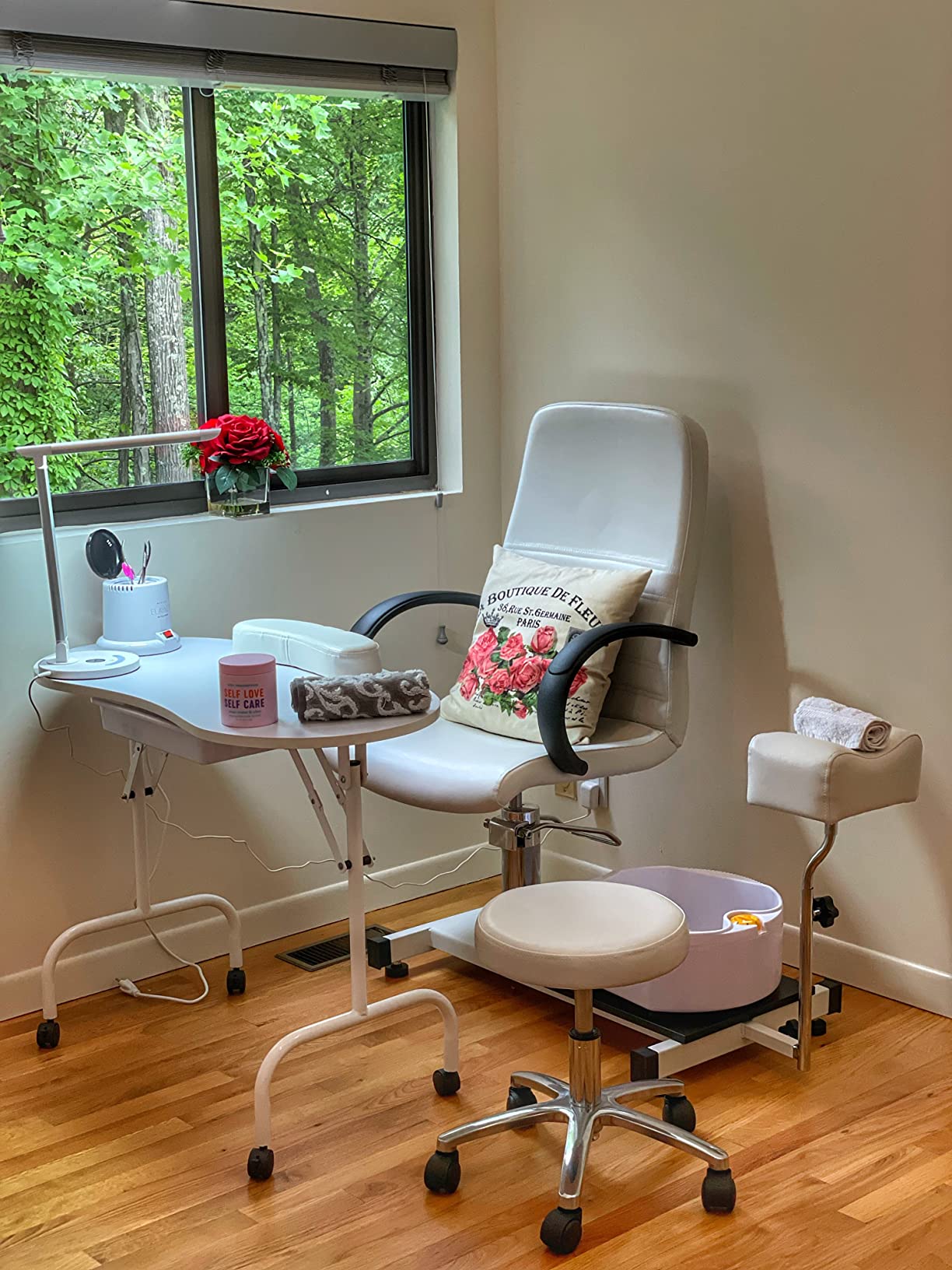 OmySalon Pedicure Chair with Stool & Bubble Massage Foot Bath, Hydraulic Pedi Chair for Nail Tech, Beauty Spa Salon Unit Station Technician Supplies customer photo 1