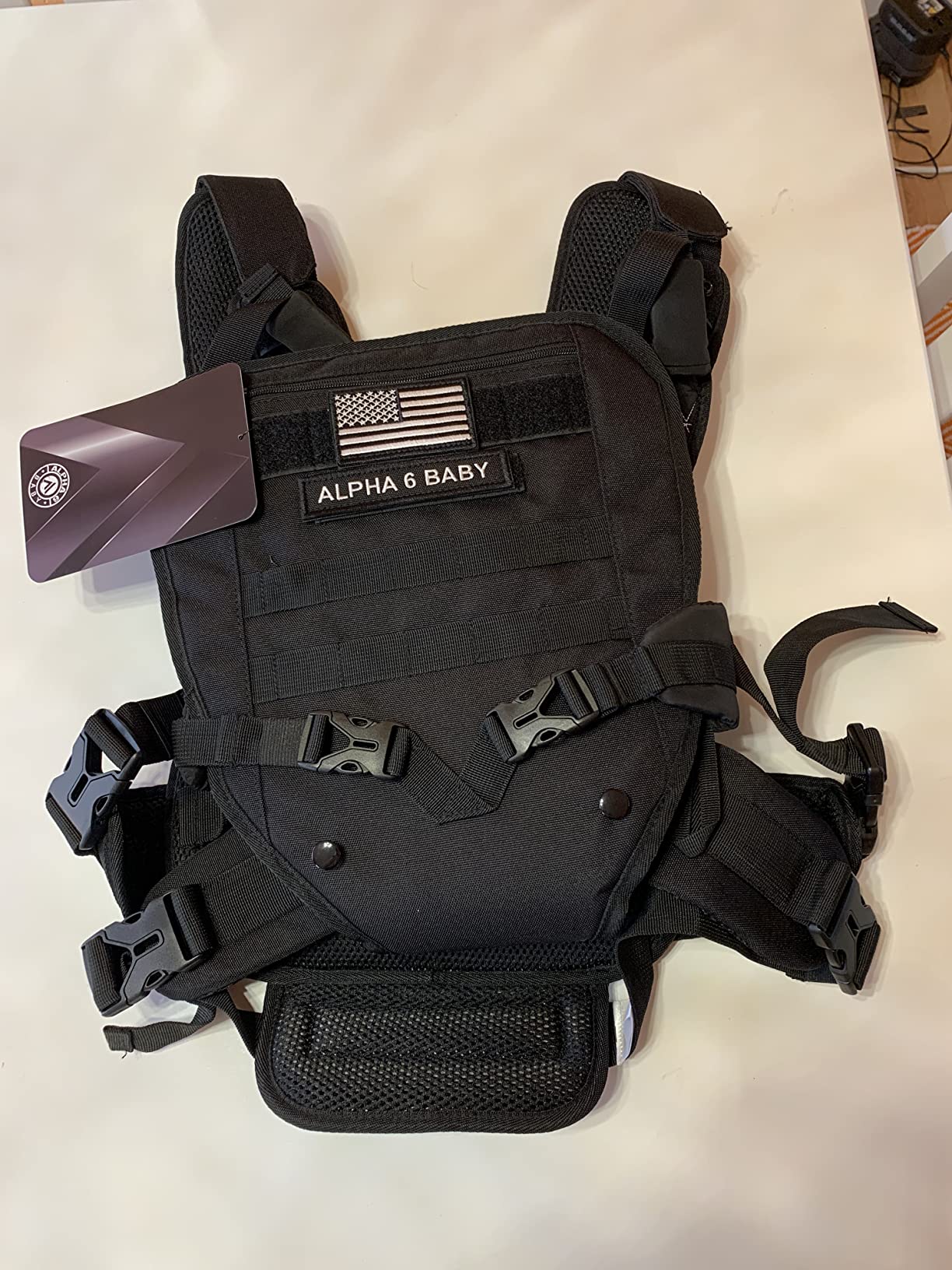 Front Facing Baby Carrier for Dad | Ergonomic Baby Carrier for Men | Infant to Toddler | Military Design Holder with Lumbar Support | Great for Hiking and Travel | MOLLE Compatible | Black customer photo 1