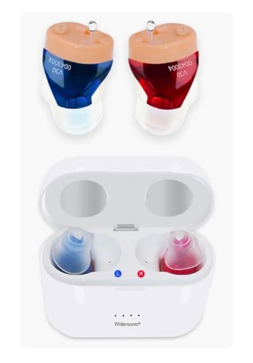 Rechargeable Hearing Aids for Seniors & Adults, Invisible Hearing Aid With Noise Cancelling, Rechargeable Hearing Aid with Storage and Charging Combo Portable Charging Case, Two Blue & Red customer photo 1