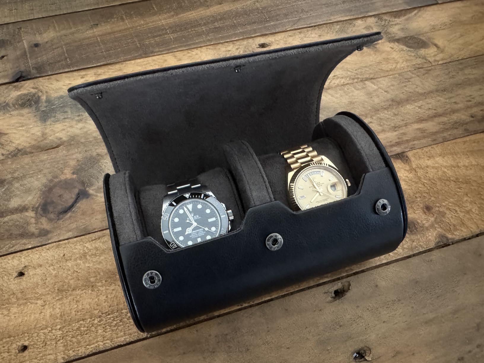 Watch Roll Travel Case for Men, 3-Slot Watch Display Organizer Box customer photo 1