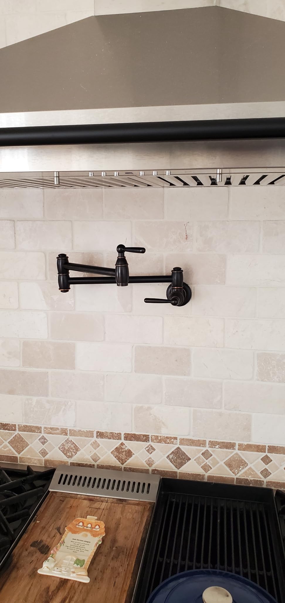 Pot Filler Faucet Brushed Nickel, ARCORA Modern Pot Filler Wall Mount 2 Handle with Double Joint Swing Arms Brass Stove Faucet customer photo 1