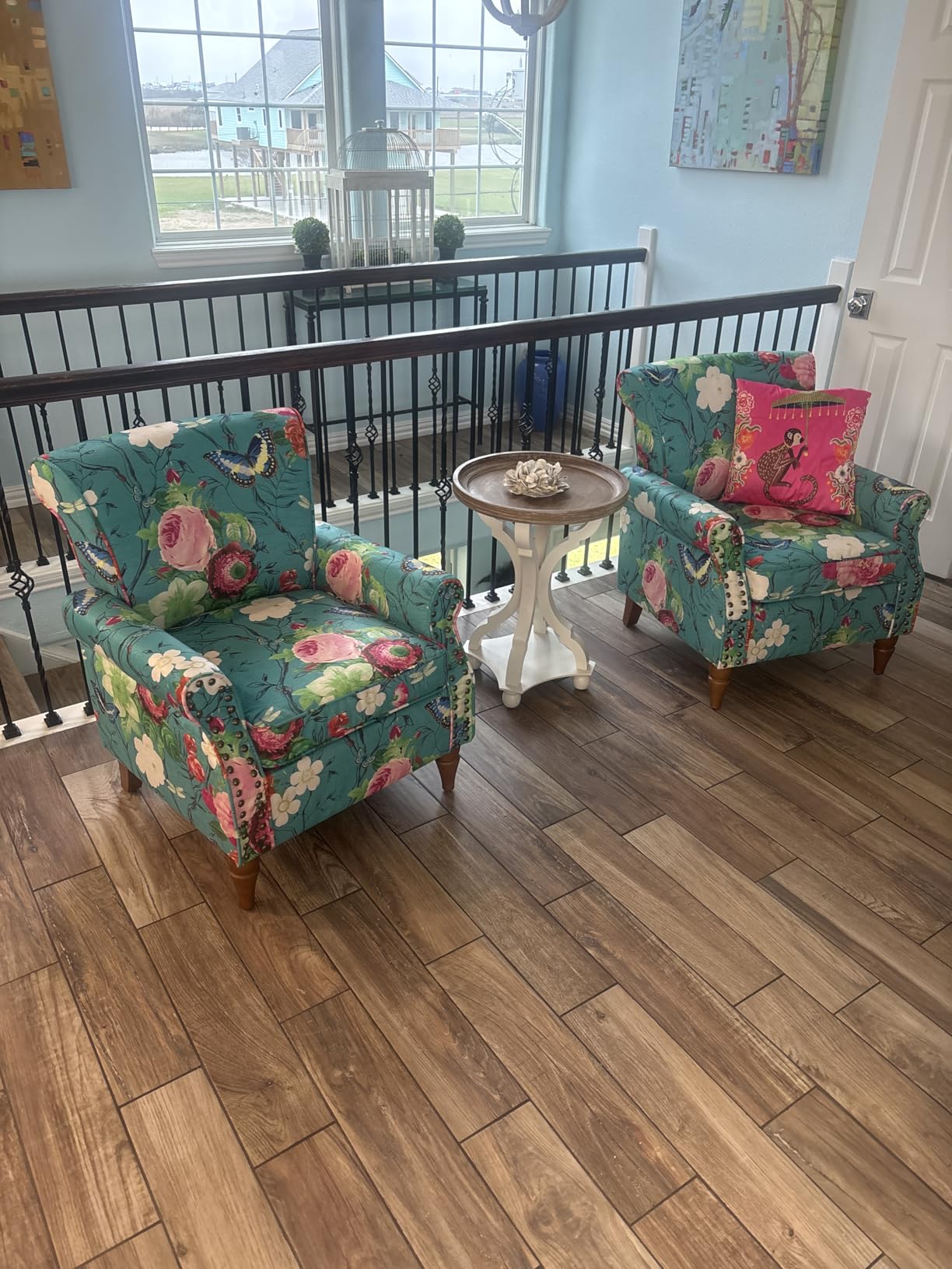 HULALA HOME Traditional Floral Accent Chair with Solid Wood Legs, Mustard Upholstered Armchair Reading Chair with Rolled Armrests, Nailhead Trim, Removable Cushion customer photo 2