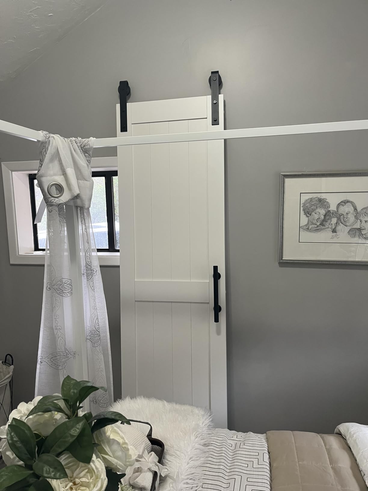 EaseLife 42 x 84 inch White Barn Door with 7FT Sliding Door Hardware Kit Included & Handle,Solid Wood Covered with Waterproof PVC Surface,DIY Assemblely,Easy Install,H-Frame,Fit 38-40in Wide Opening customer photo 1