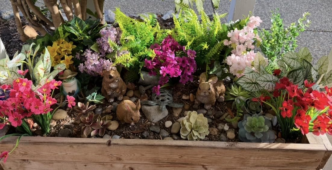 Bunny Decor Set of 3 Resin Easter Garden Statues Outdoor Indoor Home Yard customer photo 1