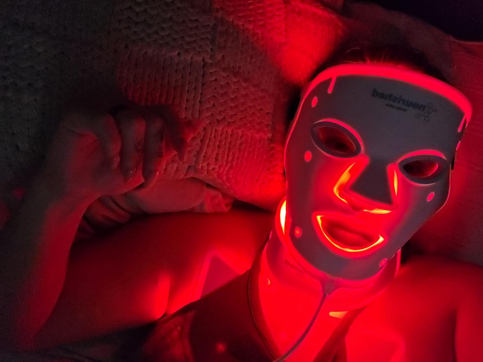 Nourished Bodynskin LED Light Therapy Face & Neck Mask - Facial Skin Care Device - 7 Colors Red & Blue - Rejuvenation, Anti-aging Product for Wrinkles customer photo 2