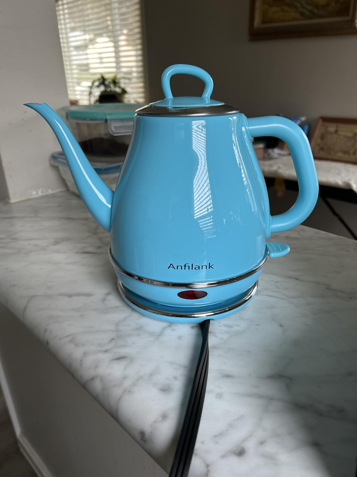 Anfilank Electric Gooseneck Kettle, 1L 1500W Fast Boil, 100% Stainless Steel BPA Free Pour-Over Coffee & Tea Kettle, Water Boiler with Auto Shut & Boil-Dry Protection, Silver customer photo 1