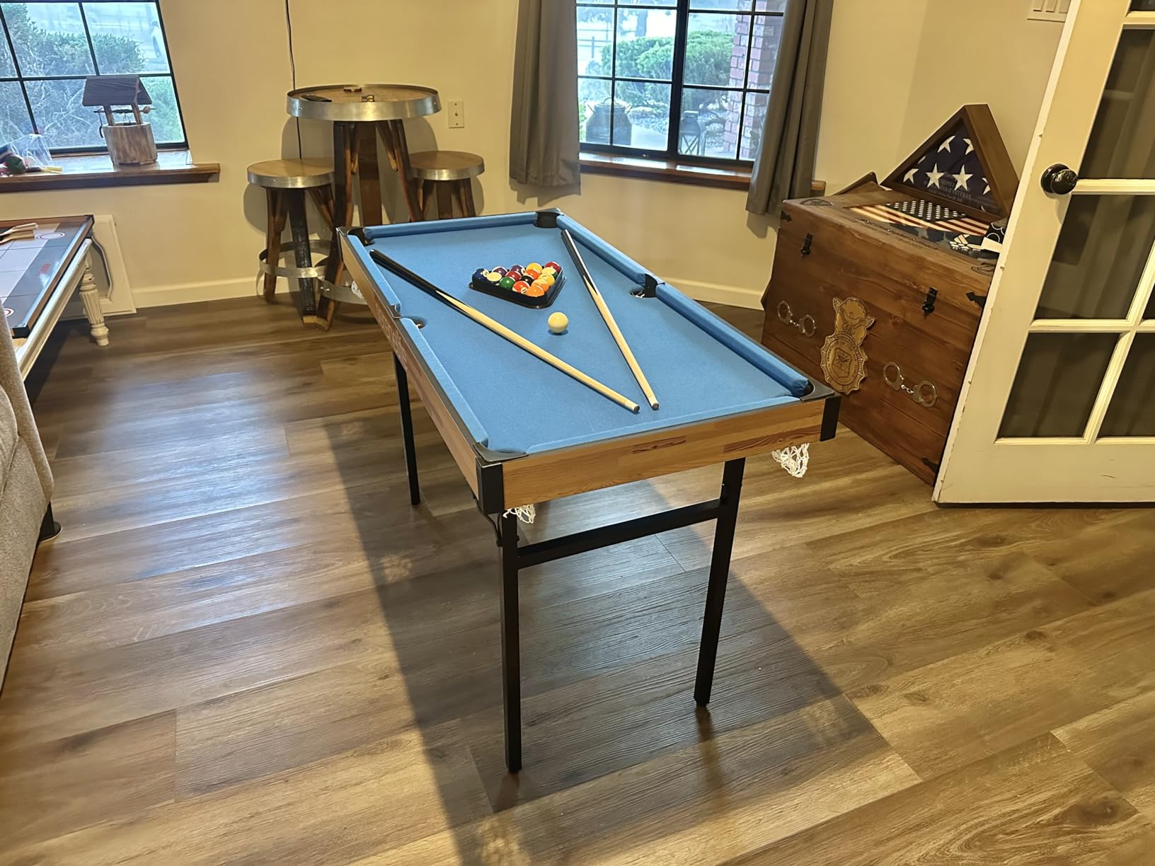 SereneLife 4 in 1 Multi Game Table, 4’x2’ Folding Portable Sports Arcade Games with Accessories, Ping Pong, Air Hockey, Pool Billiards, and Shuffleboard, for Indoor, Outdoor, All Ages customer photo 1