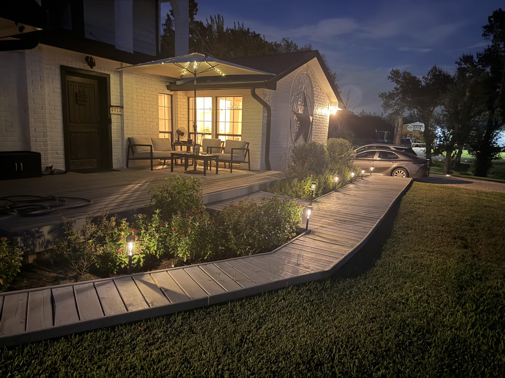 Mancra Solar Pathway Lights, 8 Pack LED Solar Lights Outdoor Waterproof, Glass Metal Garden Lighting for Yard Path Landscape Lawn Walkway Driveway, 3000K customer photo 2