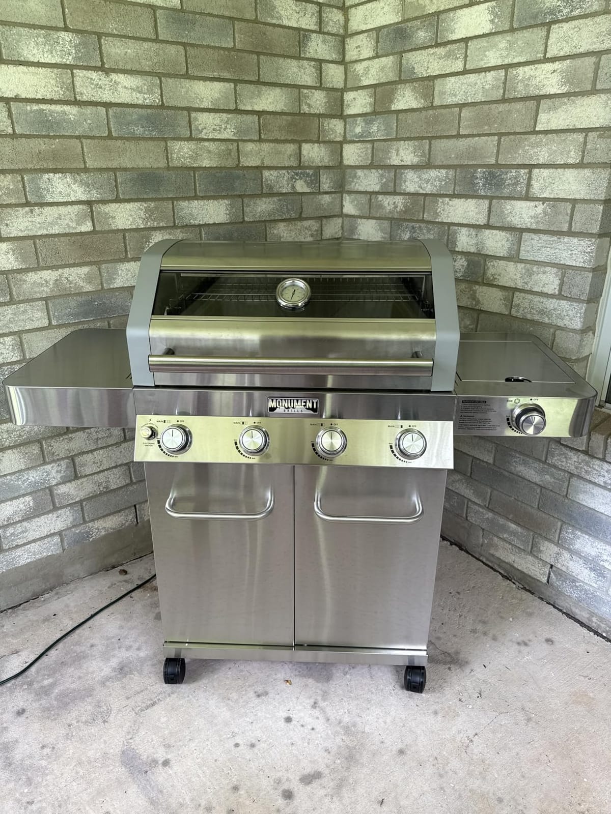 Monument Grills Larger Convertible 4-Burner Natural Gas Grill Stainless Steel Cabinet Style Propane Grills with Conversion Kit(2 Items) customer photo 2