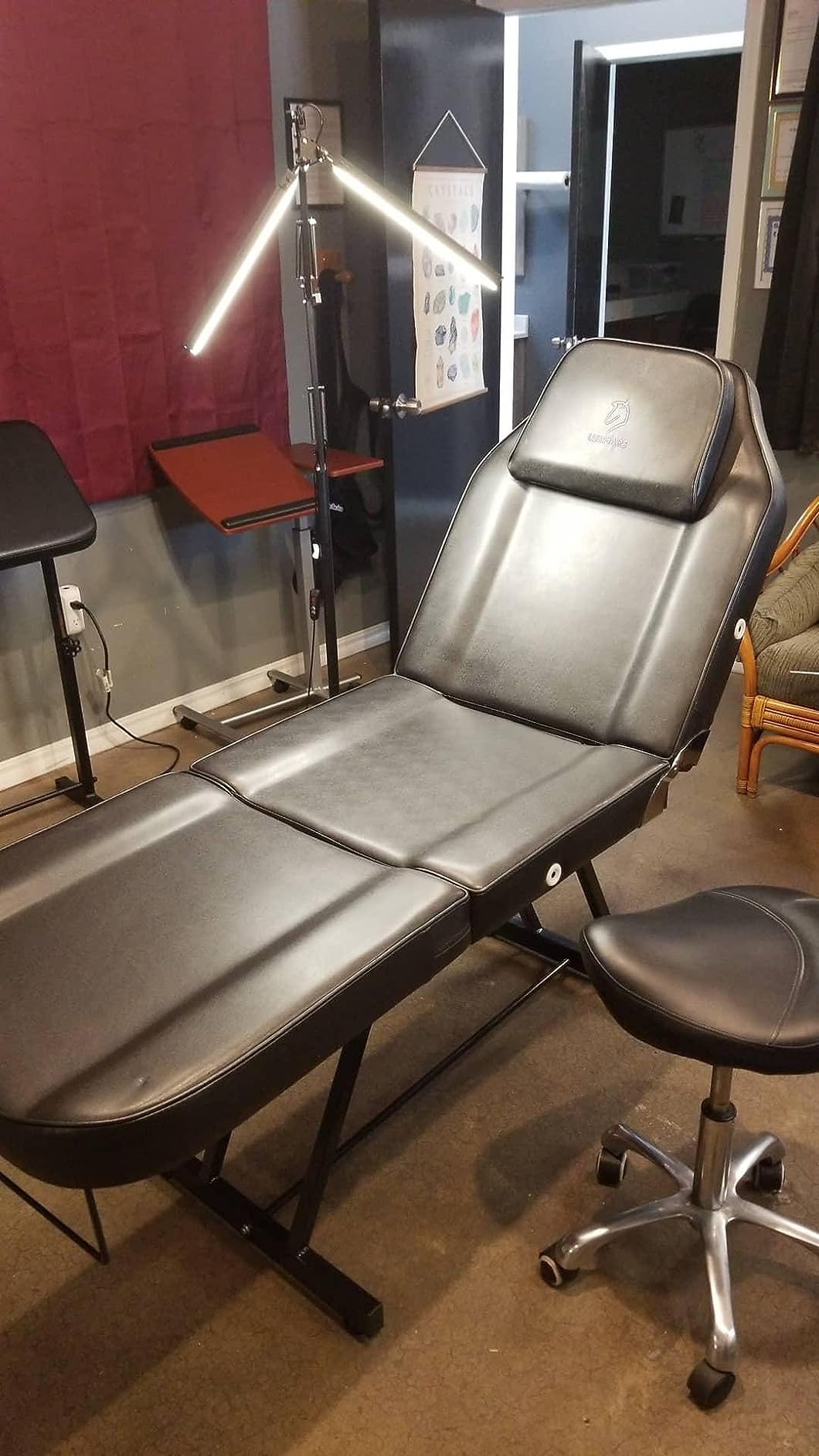 Facial Chair,73″ Tattoo Chair for Client,3-Section Adjustable Massage Table with Stool,Multipurpose Beauty Beds Salon Equipment for Esthetician,Tattooshop,Spa (White) customer photo 2