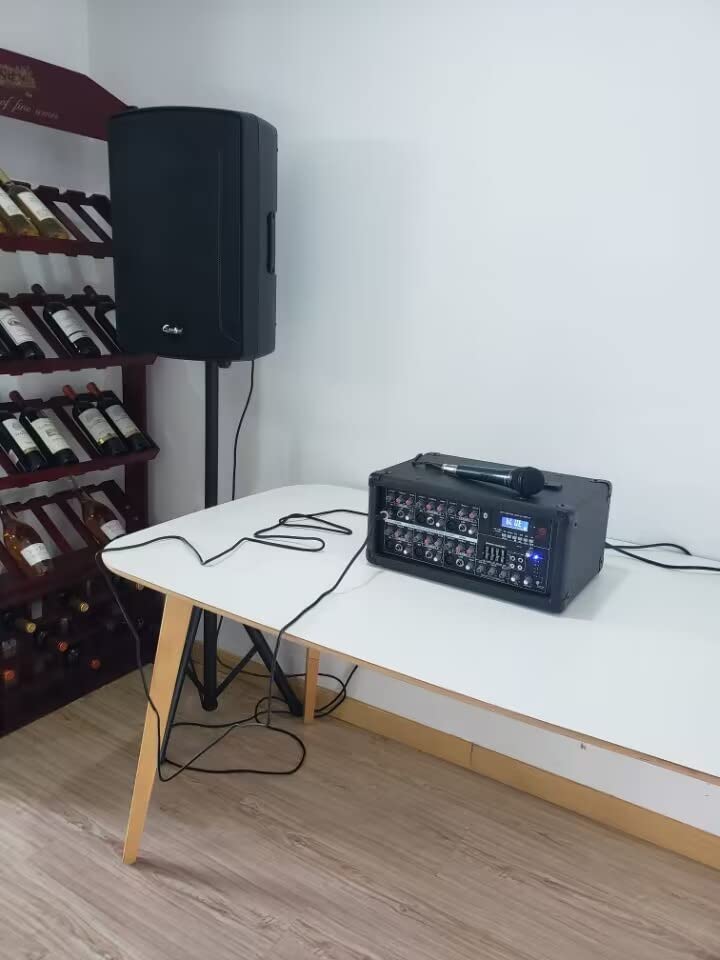 EXOTON S-1202 12inch 2000W Bluetooth PA System with Powered Mixer Set | Passive Speakers with 6 Channel Mixer /Stands /Mic/ Effect Controller/ 48V Phantom Power,for Indoor&Outdoor customer photo 2