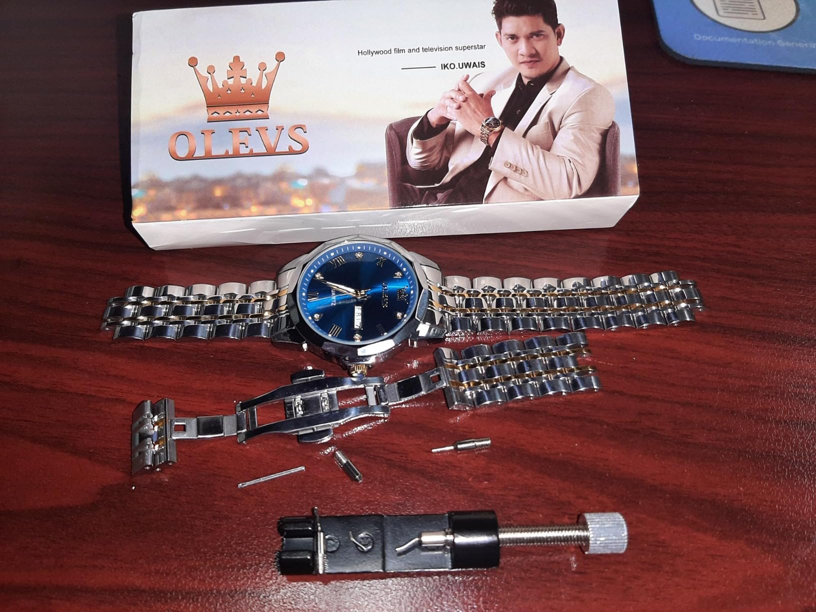 OLEVS Watch for Men Diamond Business Dress Analog Stainless Steel Waterproof Luminous Date Two Tone Luxury Casual Wrist Watch customer photo 1