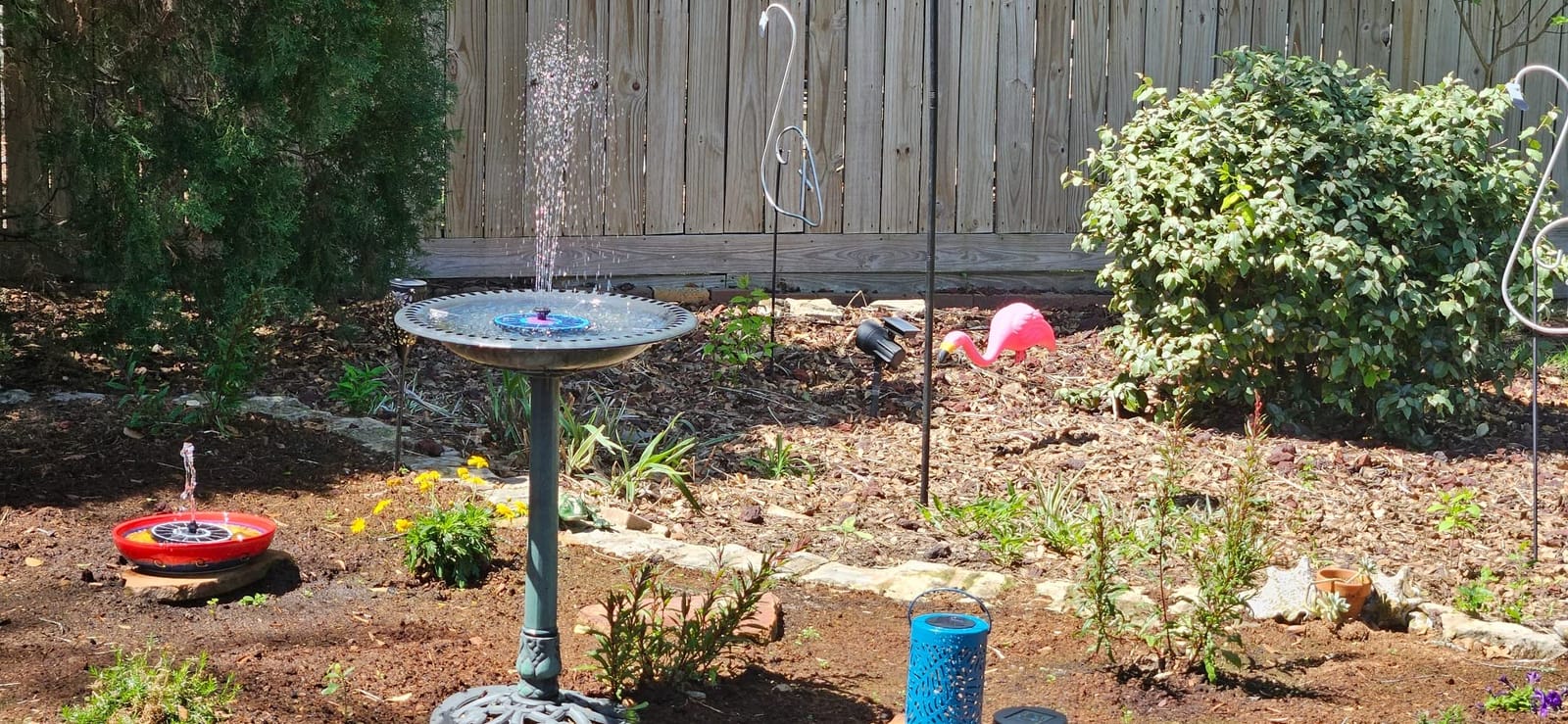 SZMP Solar Fountain 3.5W Bird Bath Fountains with Flower Upgraded Glass Panel, Solar Powered Water Fountain with 7 Nozzles & 4 Fixer, Solar Fountain Pump for Bird Bath, Garden, Pond, Outdoor -Black customer photo 1