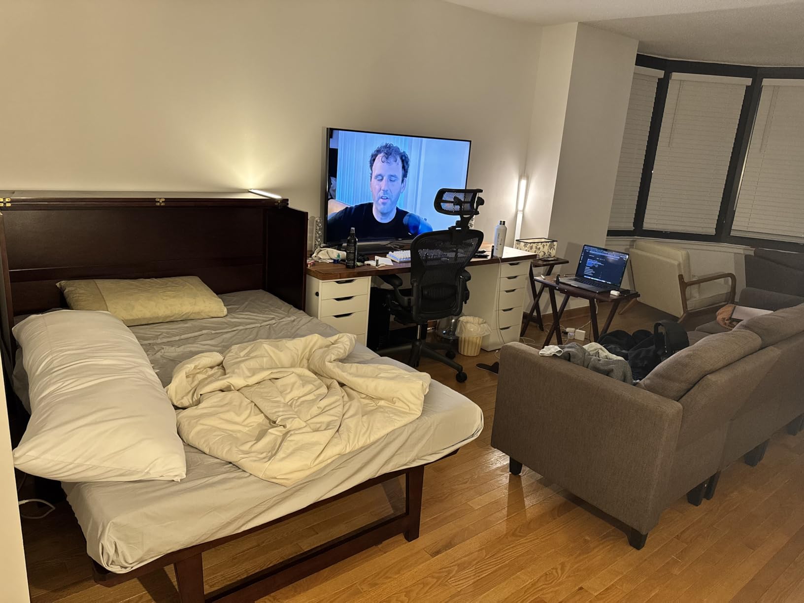 AFI, Northampton Full Murphy Bed Desk with Memory Foam 6