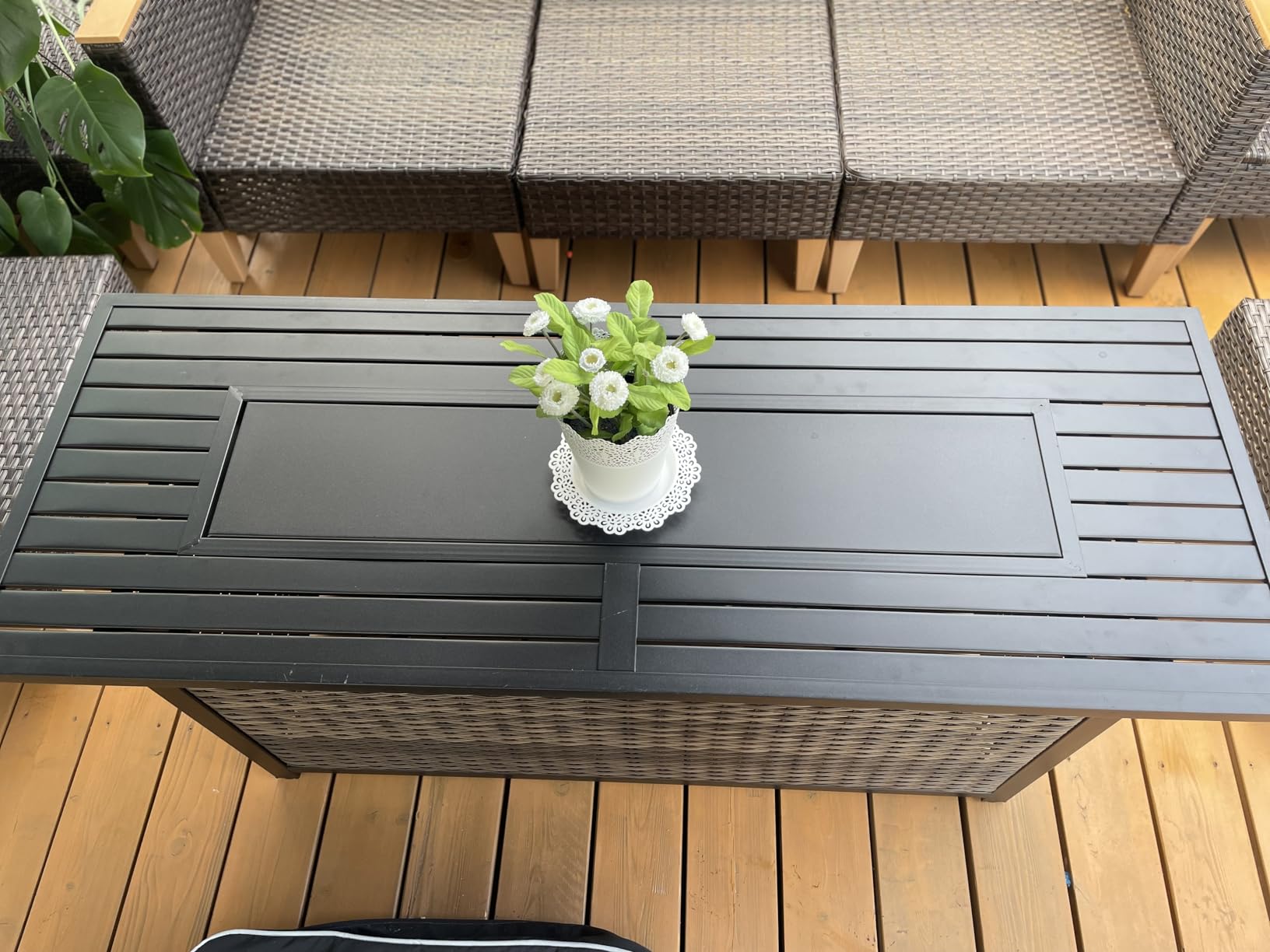 Sophia & William 56 Inch Gas Fire Pit Table,Rectangular Propane Fireplace | Outdoor Rattan Propane Fire Table with Fire Glass, Lid, 50,000 BTU Firepits for Outside Patio customer photo 2