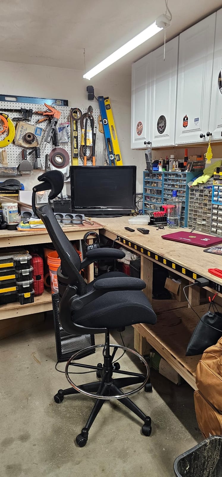 BOLISS Drafting Tall Office Chair 400lbs High Back Standing Desk Chair | Comfortable Wide Chair with Flip up Armrests, Adjustable Headrest, Molded Foam Seat, Lumbar Cushion, Adjustable Big FootRing customer photo 1