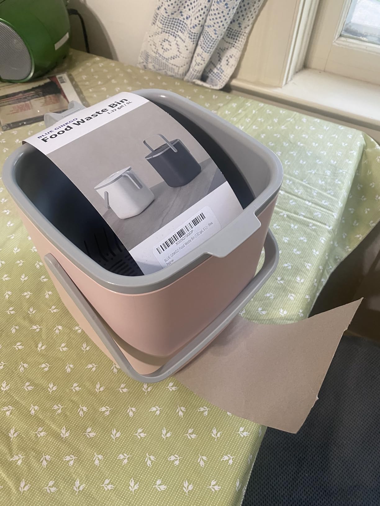 Blue Ginkgo Kitchen Compost Bin, 5L Countertop Compost Bin, White customer photo 2