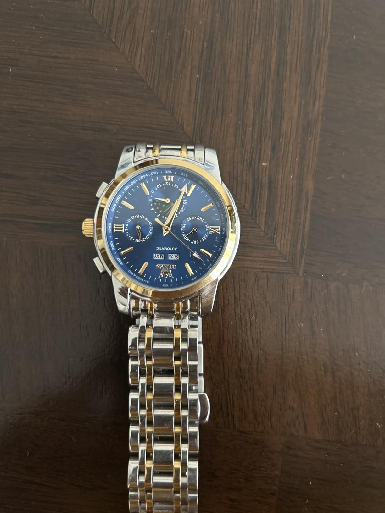 OLEVS Automatic Men Watch Self Winding Mechanical Luxury Dress Moon Phase Stainless Steel Waterproof Luminous Calendar Wrist Watch customer photo 1