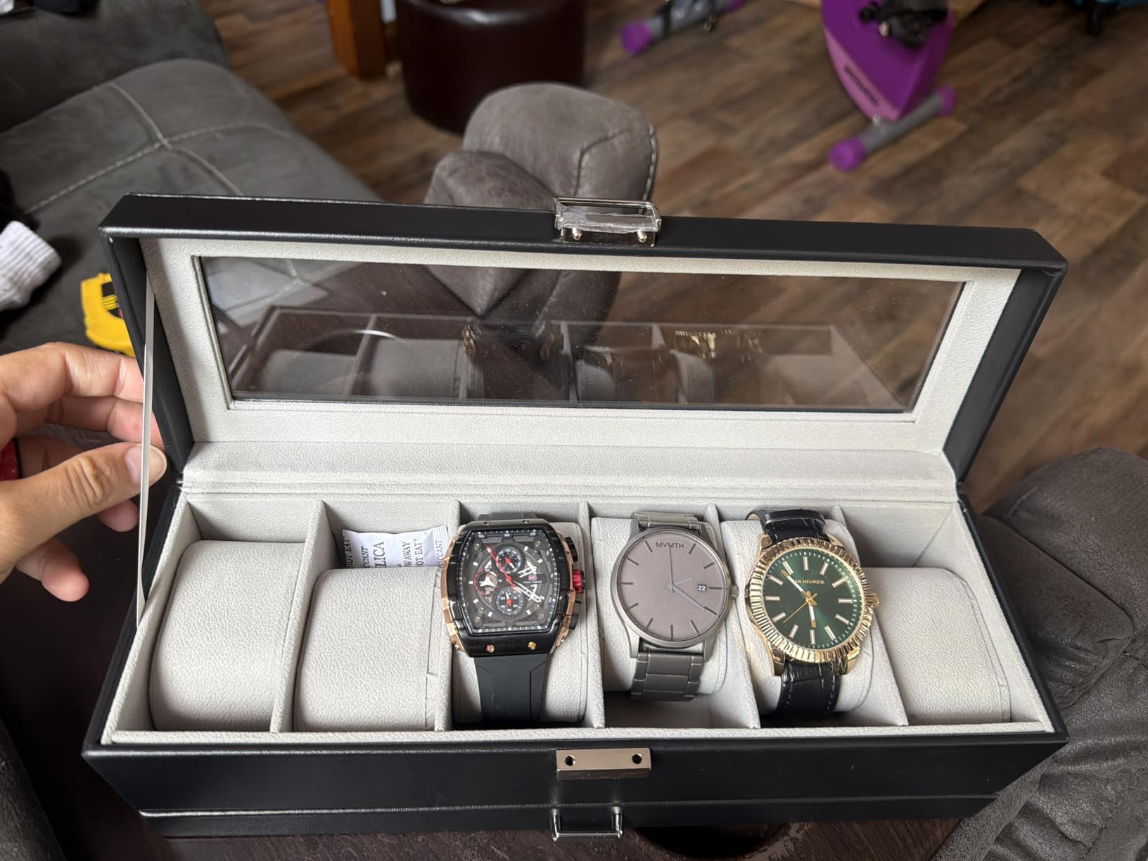 ProCase Watch Box, 6 Slot Watch Display Case with Drawer -Espresso customer photo 2