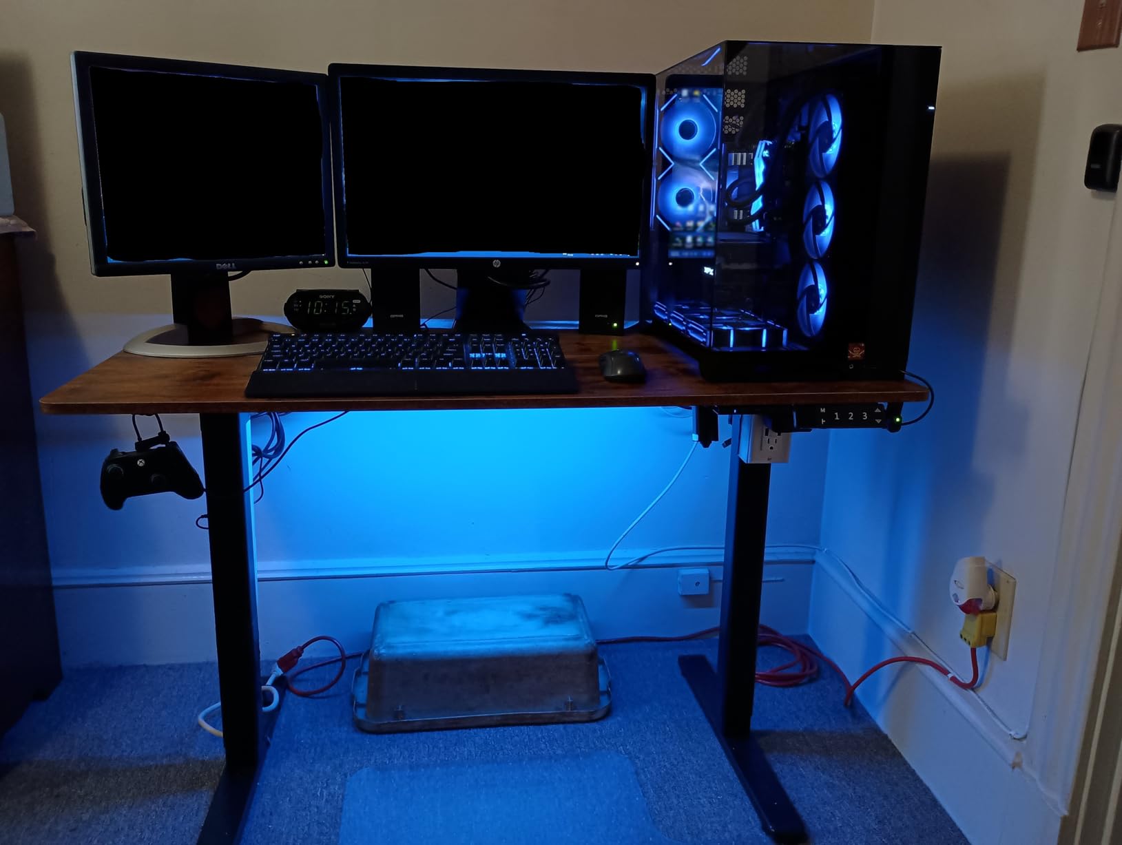 Claiks Electric Height Adjustable Standing Desk, 48x24 Inch, Rustic Brown | Smooth Height Adjustment, 3 Memory Presets, Cable Management Hub&Hook, Stable Steel Frame, 176lbs Capacity, Easy Assembly customer photo 1