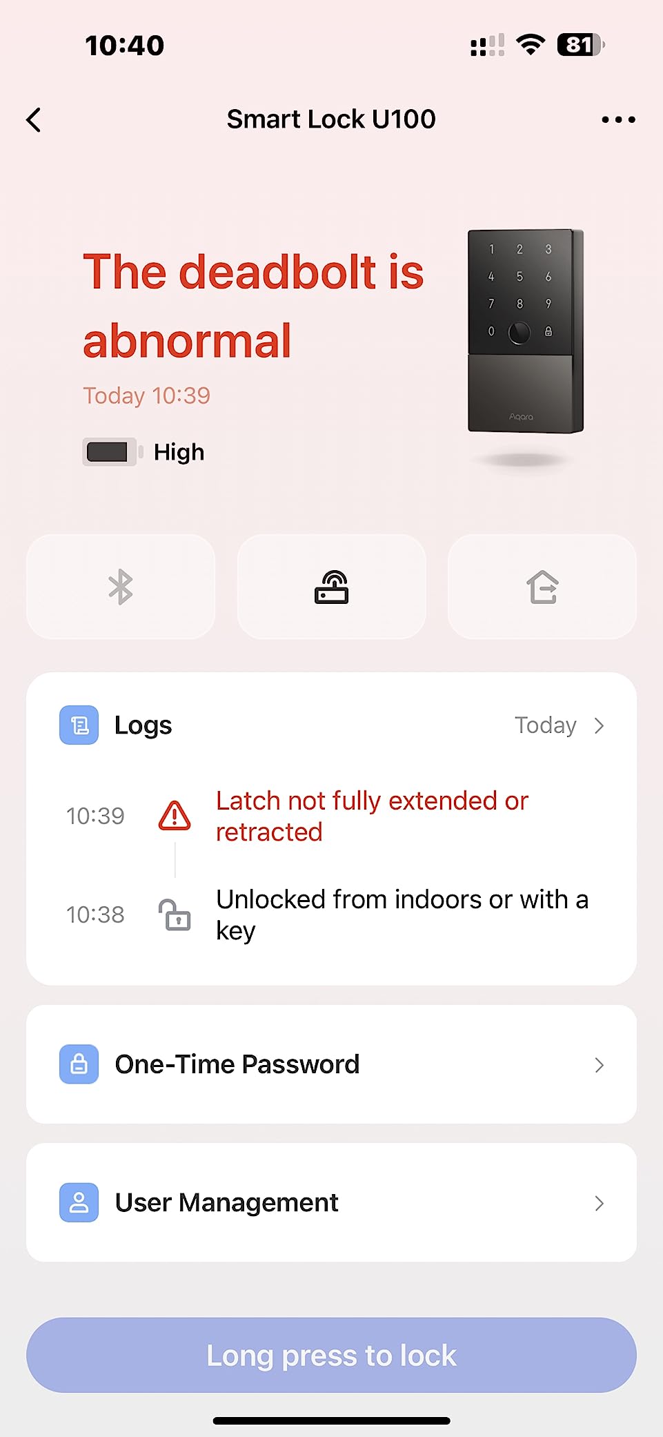 Aqara Smart Lock U100, Apple Home Key, Fingerprint Deadbolt, Gray customer photo 1