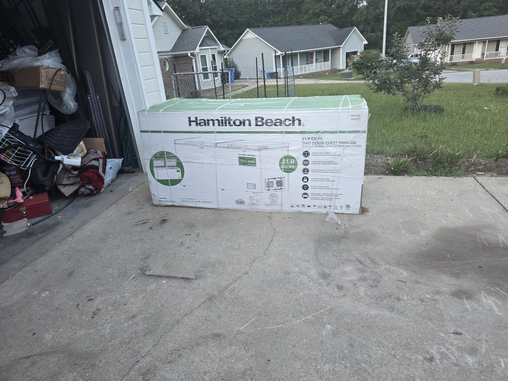 14 cu ft Chest Freezer - White, Large Storage for Families, Space-Saving Flat Back, Front Drain, Garage Ready - By Hamilton Beach customer photo 1