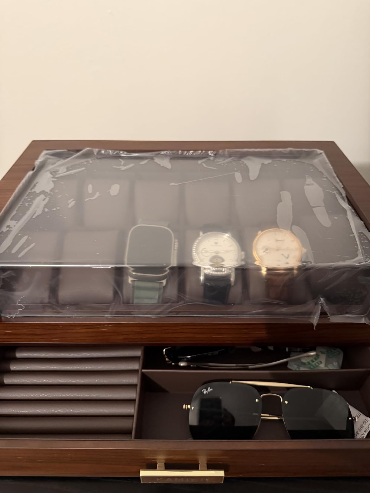 KAMIER High End Watch Box for Men, 12 Slot Wooden Watch Case With Drawer customer photo 2