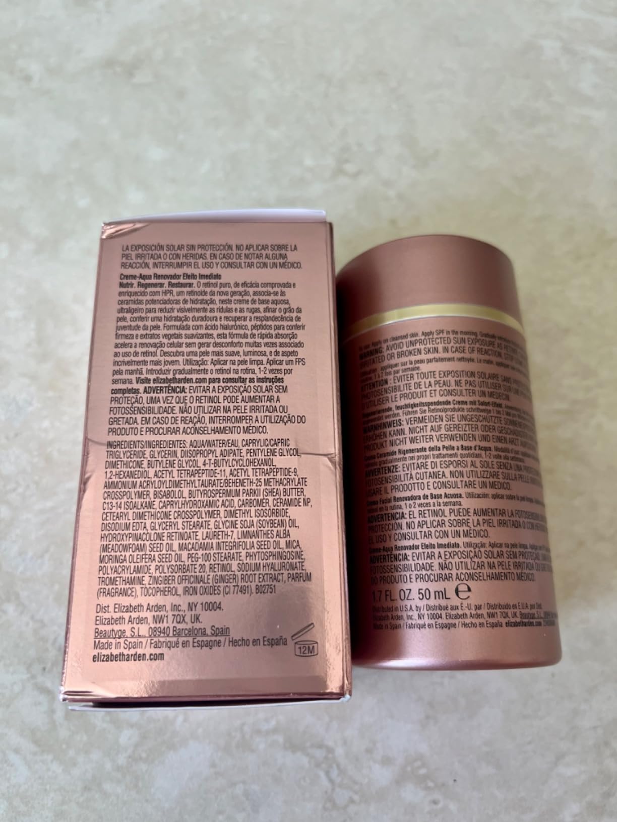 Elizabeth Arden Retinol + HPR Ceramide Rapid Skin Renewing Water Cream Face Moisturizer, Anti-Aging Wrinkle Treatment, Niacinamide, Hyaluronic Acid, Ceramides & Peptides, 1.7 fl oz customer photo 1