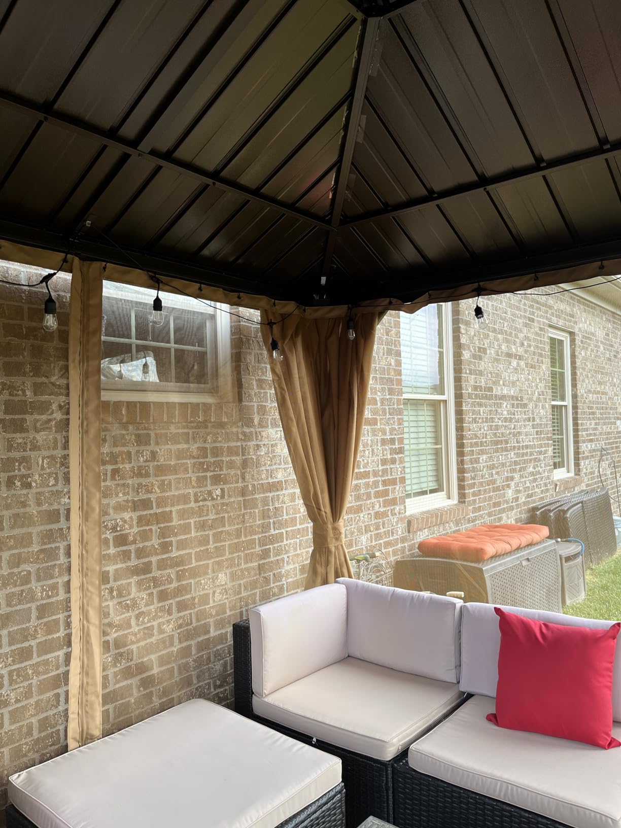 EROMMY 10' x 10' Hardtop Gazebo, Aluminum Frame Gazebos with Galvanized Steel Double Roof, Permanent Outdoor Metal Pavilion with Curtain and Netting for Patio, Lawn, Deck customer photo 2