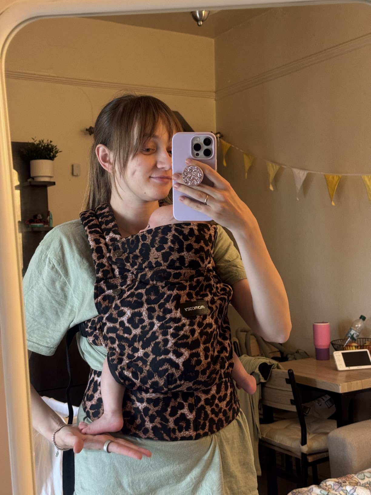 Momcozy PureHug Baby Carrier - Ergonomic, Cozy and Lightweight for 7-45 lbs | Easy to Put On for Baby 3-24M, Hip-Healthy, 3D EVA Lumbar Support, X-Straps for Even Weight Distribution, 100% Cotton, Black customer photo 2