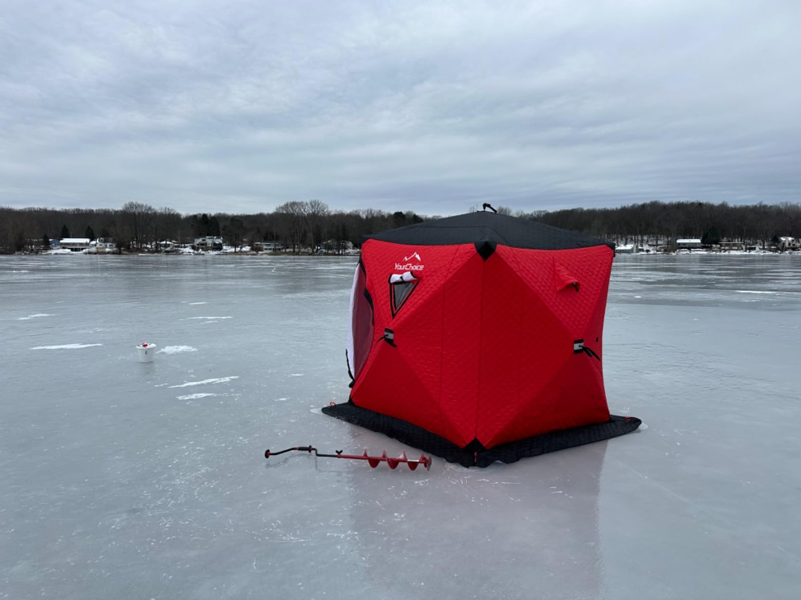 Your Choice Pop Up Ice Fishing Shelter 3-4 Person Insulated Tent | Function Upgrades Windproof and Warm Ice Shanty Fishing Gear and Equipment customer photo 1