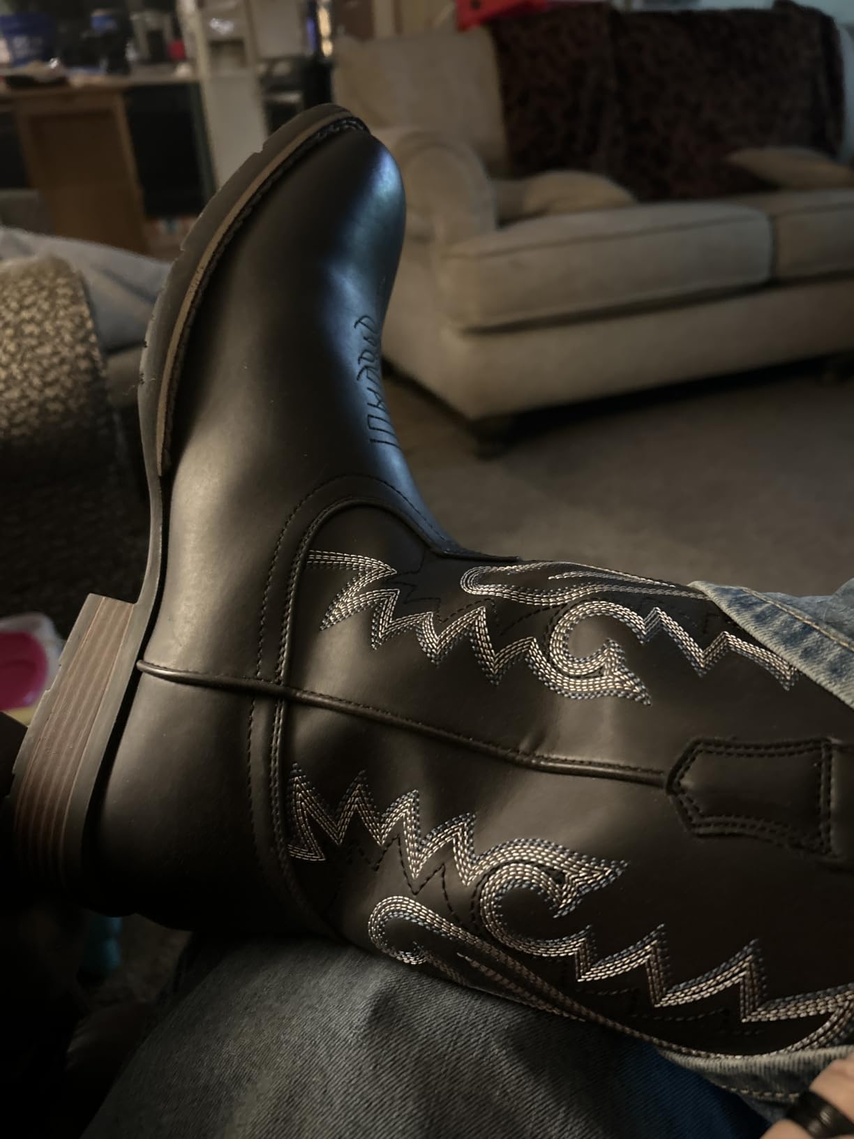 IUV Cowboy Boots For Men with Wide Square Toe Western Retro Boot customer photo 2