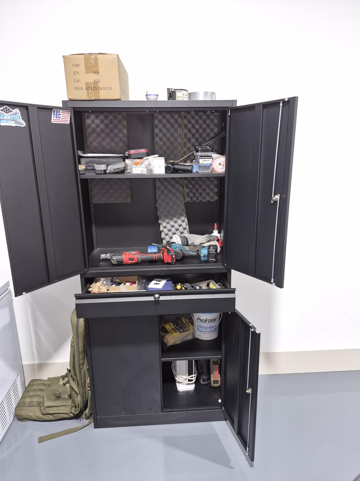 Letaya Metal Garage Storage Cabinet with Drawer,4 Door Tool Cabinet with Lock-2 Adjustable Shelves for Garage Home Office Utility Room (Black) customer photo 1