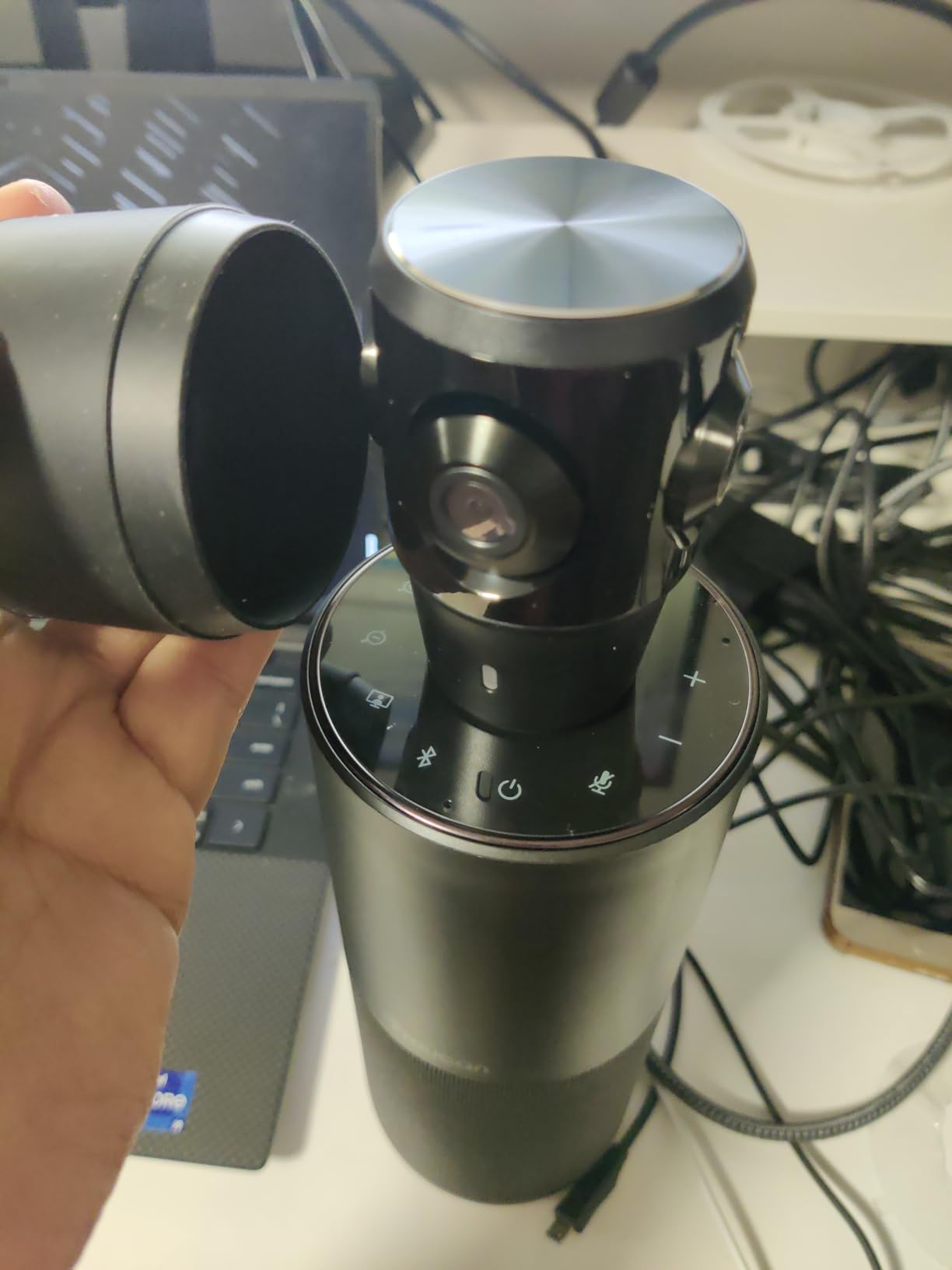 TOUCAN 360-Degree Video Conference Camera, 1080p HD Webcam with 4 Noise Reduction Mics, Speaker, AI Tracking, Works with Zoom, Google Voice, Microsoft Teams and More, for PC/Mac/Tablet customer photo 1