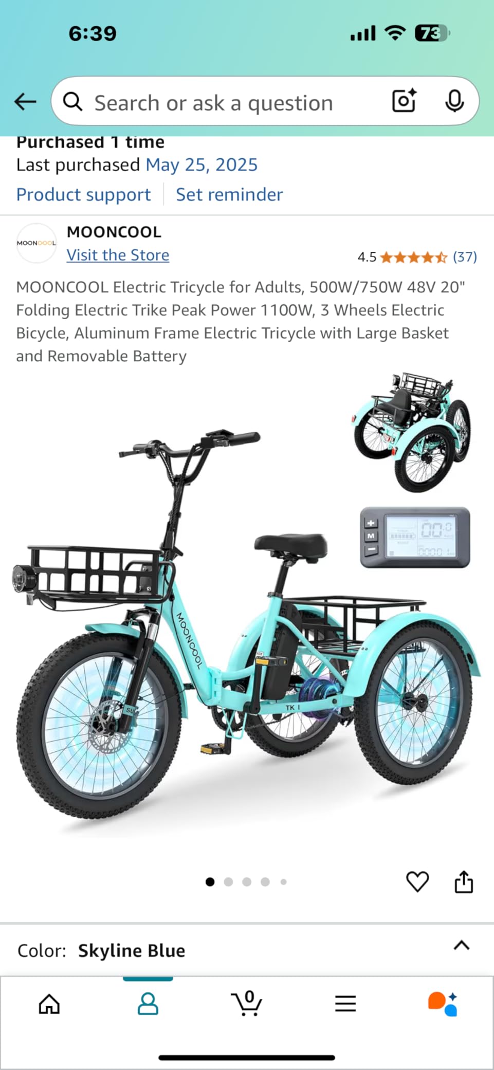 MOONCOOL Electric Trike for Adults, 500W/750W 20