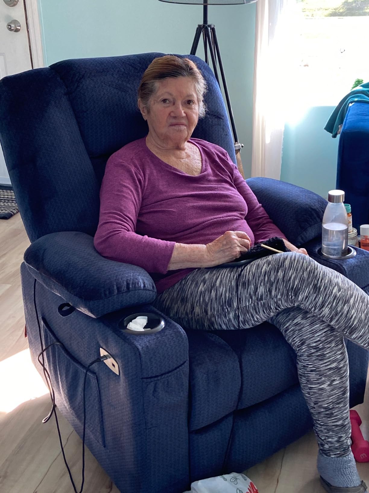 MCombo Oversized Power Lift Recliner Chair Sofa with Massage and Heat for Elderly People Petite, USB Ports, Side Pockets, Fabric R7561 (Beige, Small-Oversize) customer photo 1