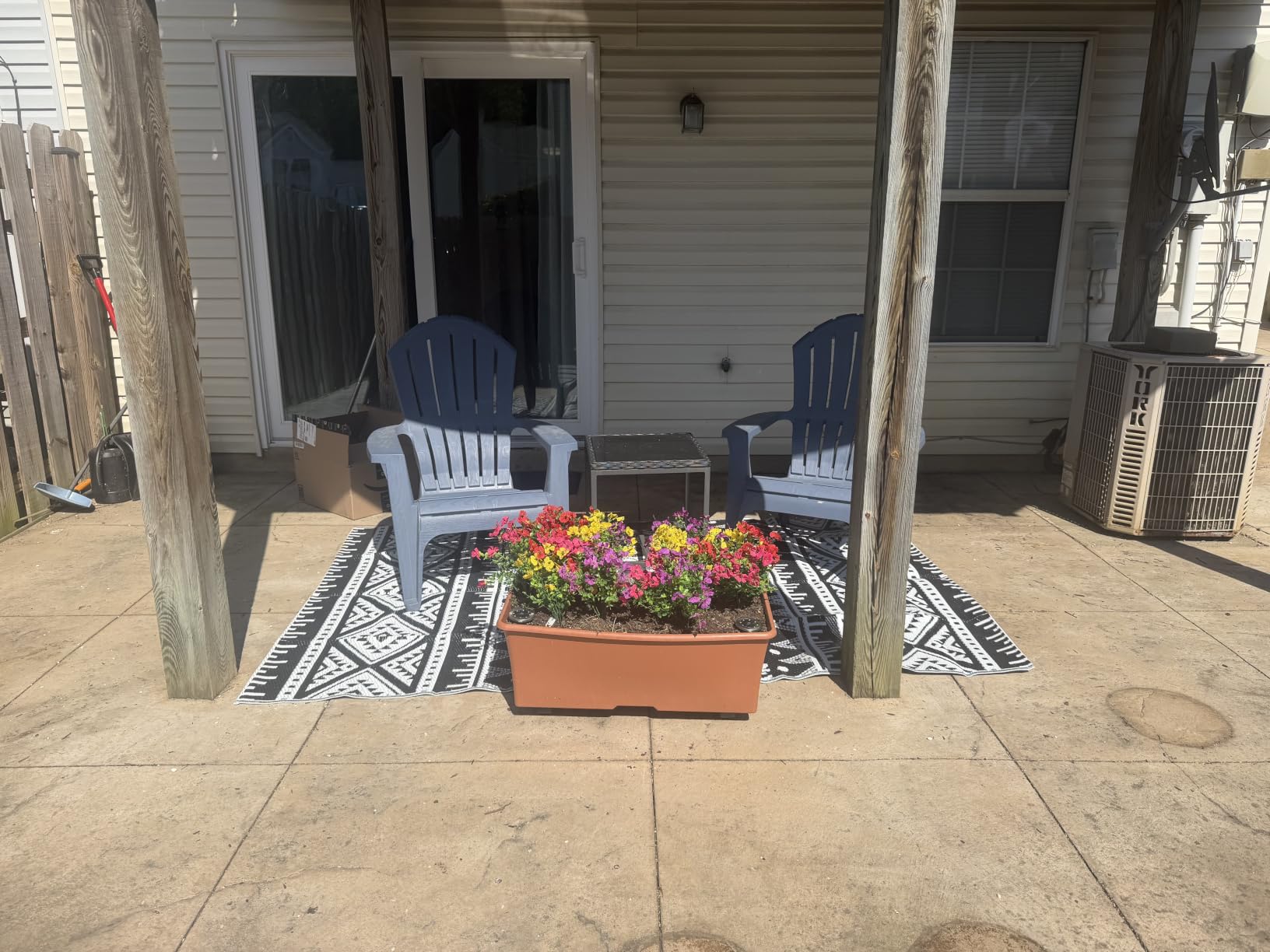 OLANLY Outdoor Rug 5x8 ft Waterproof Reversible Boho Mat, Black & White customer photo 2