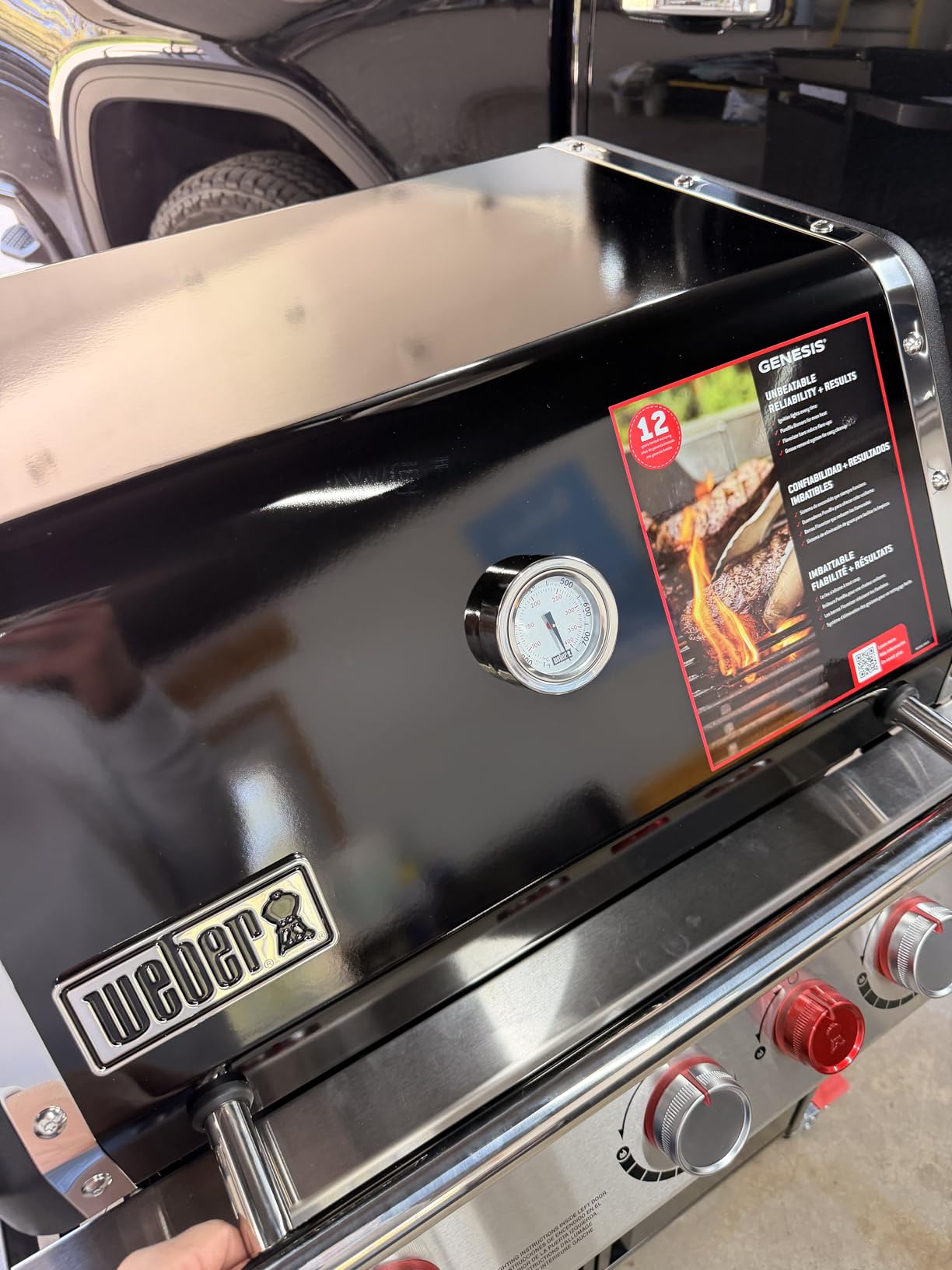 Weber Genesis E-325 Gas Grill, Outdoor Cooking, Propane Grill, Black | 3 PureBlu Burners, XL Sear Zone, Porcelain-Enameled Cast-Iron Grates, Stainless-Steel Side Tables, BBQ Grill customer photo 2