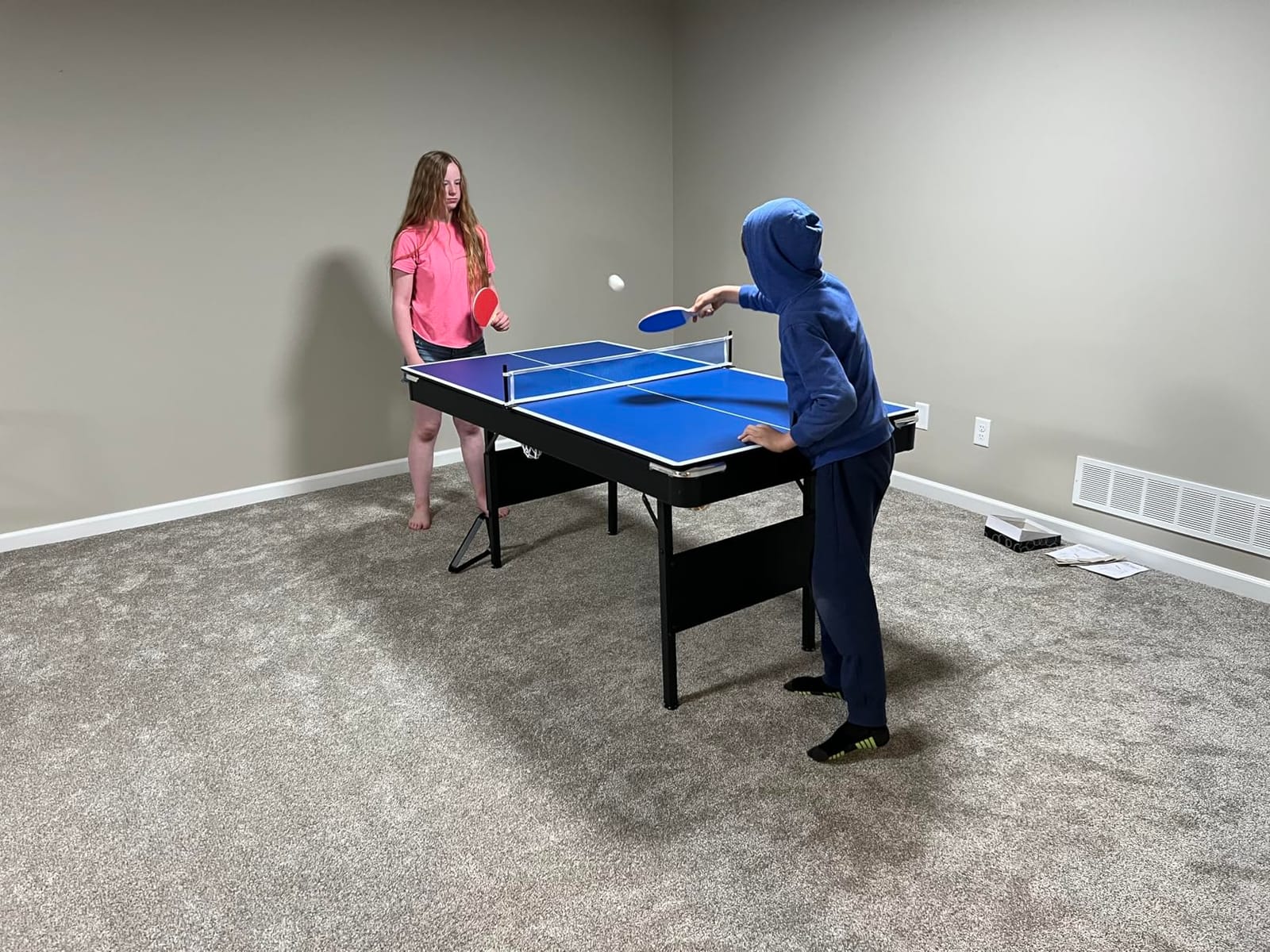 3 in 1 Pool Table Ping Pong Dining Table Combo,63.8 Foldable Billiard Tables/Table Tennis, Multi Game Table, with Billiard and Tennis Paddles Accessories customer photo 2