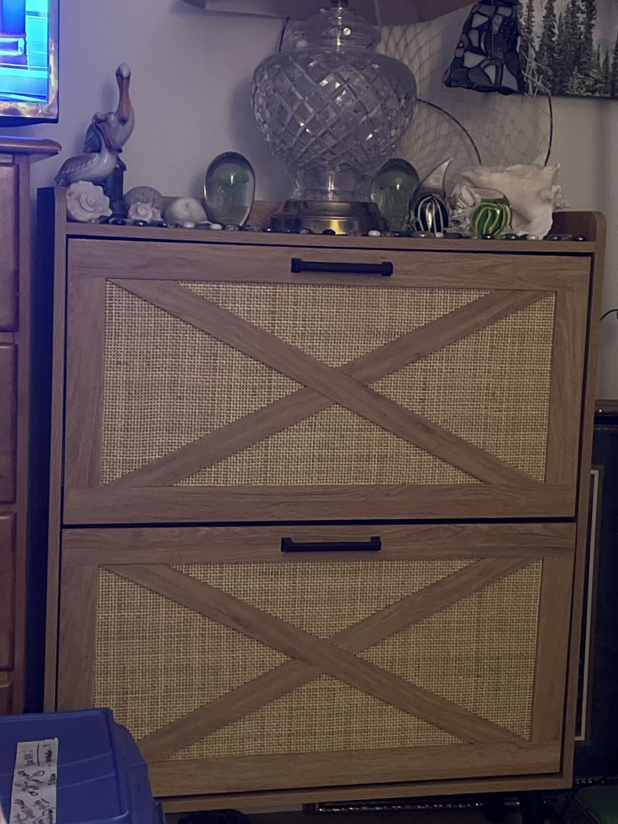 Barnyatoh Farmhouse Shoe Storage Cabinet with 2 Flip Drawers & Barn Door customer photo 1