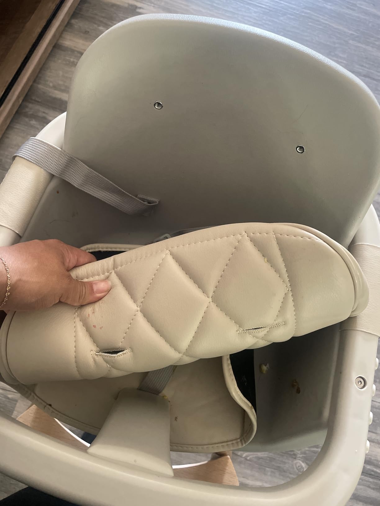 Mallify 3-in-1 Wooden High Chair, Convertible High Chairs for Babies and Toddlers, Baby Highchair with Adjustable Legs & Dishwasher-Safe Tray, Sleek Hardwood & Premium PU Cushion, Beige customer photo 1