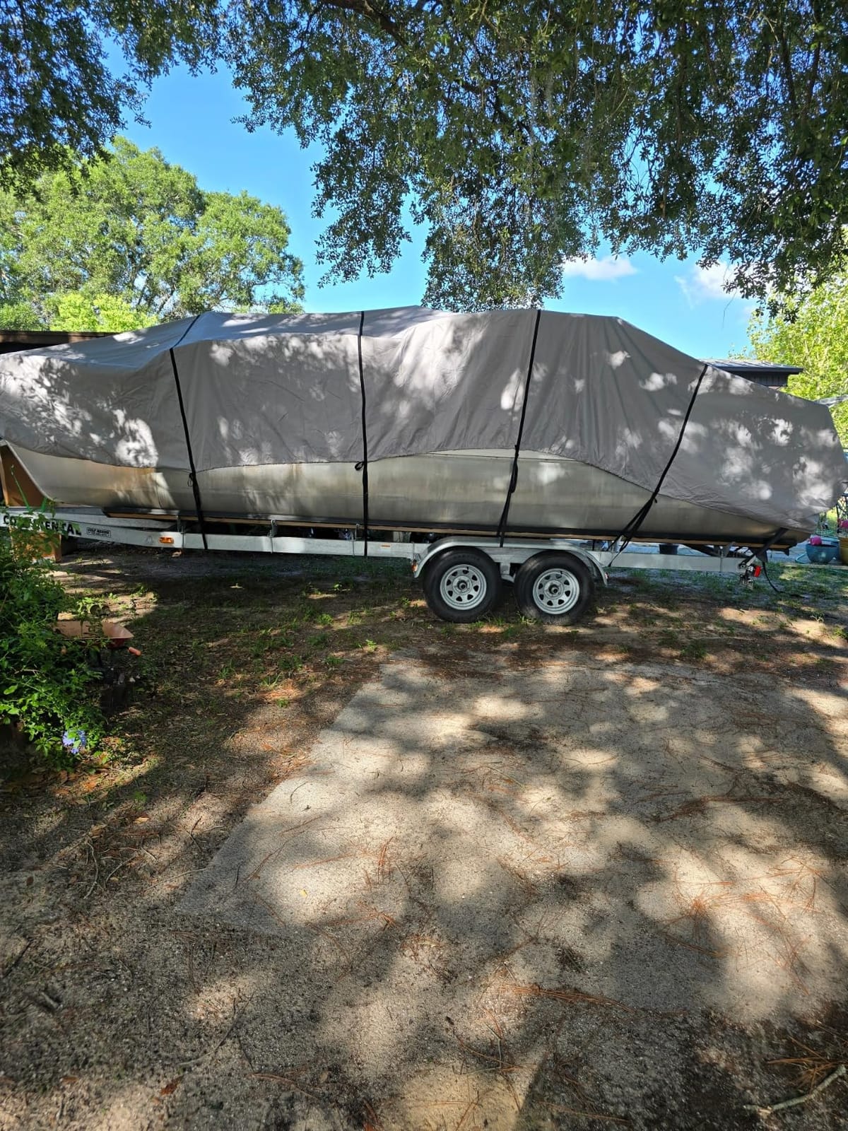 RVMasking Pontoon Boat Cover, 1400D Reinforced, Motor Cover, 21-24ft, Gray customer photo 2