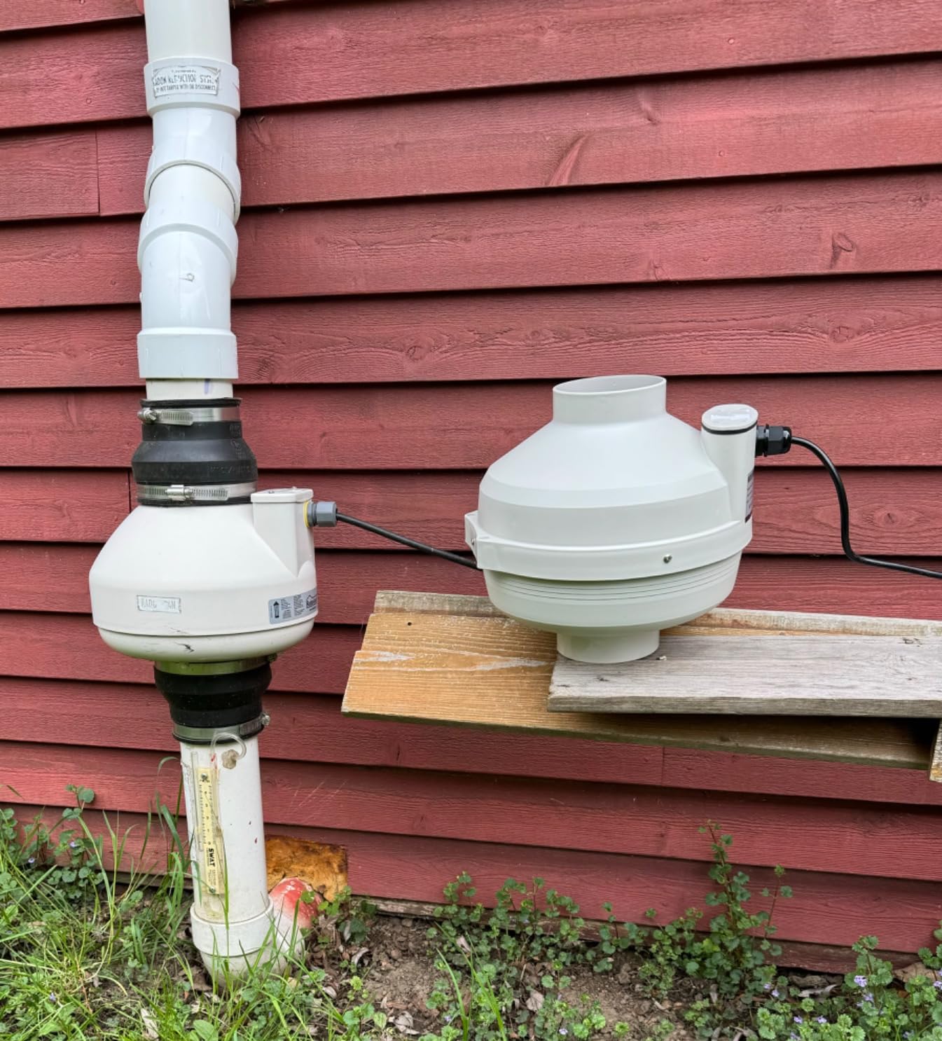 4 inch Radon Fan Installation Kit - 2 Speed Radon Mitigation Fan 260/188CFM Inline Centrifugal Fan with Rubber Couplers (4 inch x 3 inch) and Air Pressure Indicator customer photo 2