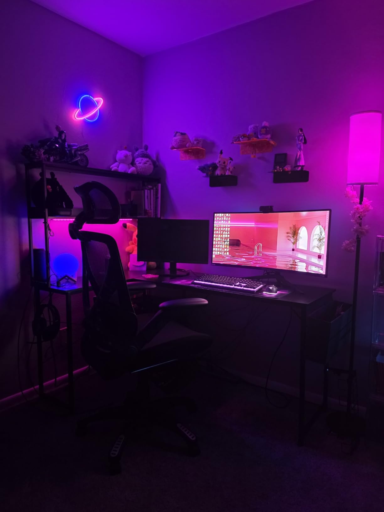 AODK L Shaped Desk Gaming Desk with LED Light & Power Outlet | 53 Inch customer photo 2
