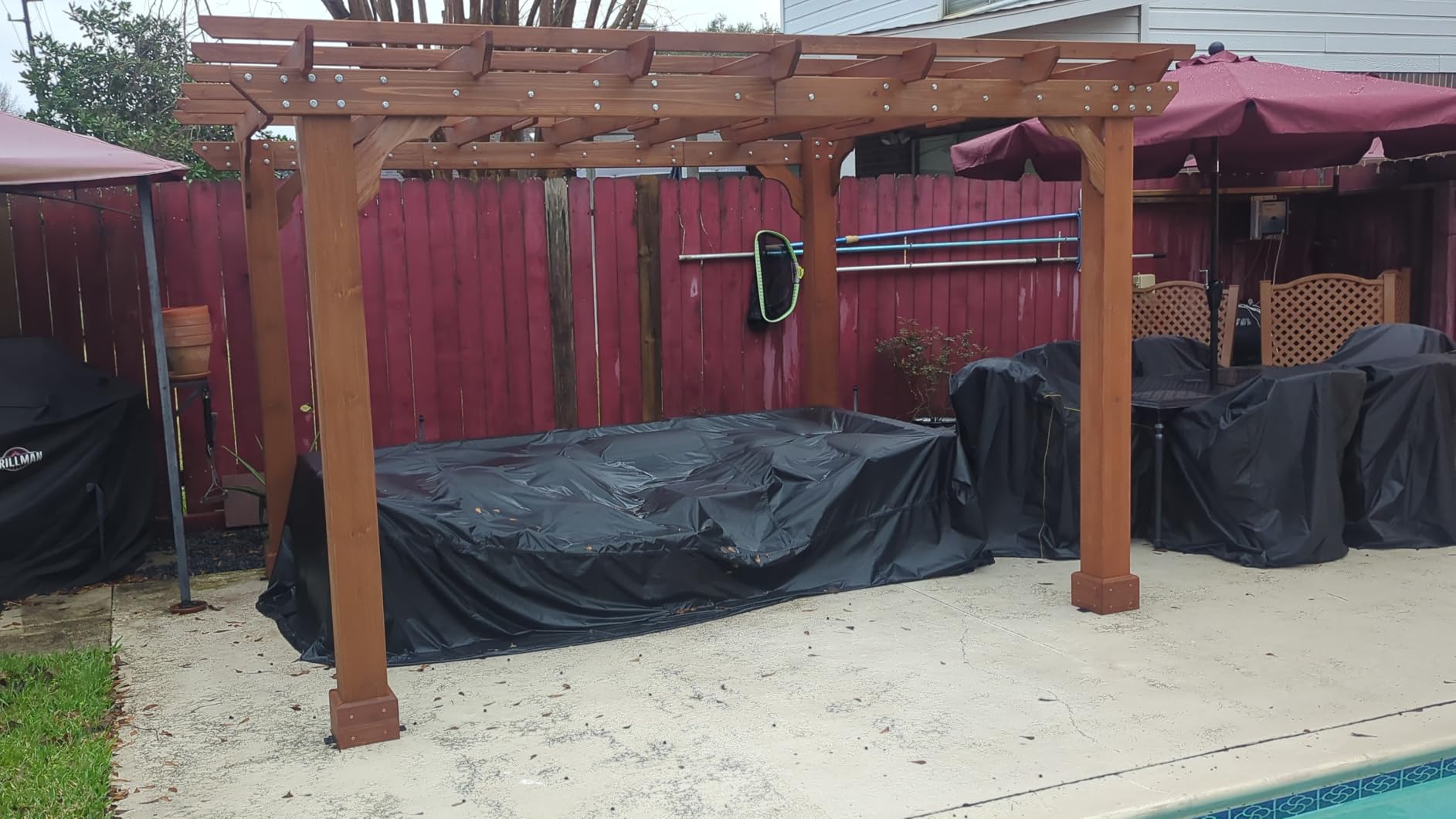 MUPATER 10x12 FT All Cedar Wooden Pergola, Kit with Stakes, Quality Supported Structure, Snow and Wind Supported,Outdoor Pergola with Cedar Framed for Backyard, Deck, Lawn customer photo 1